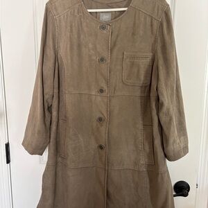 J. Jill TAUPE Faux-Suede Duster Style Jacket